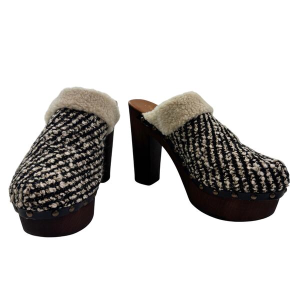 Miss Albright Boho Textured Boucle Slip On Platform Clogs Women's Size 39/8